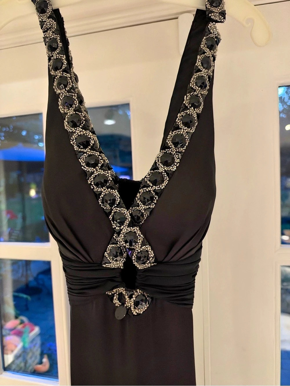Night Moves 6060 Embellished Maxi Dress in Black Size 10 NWT